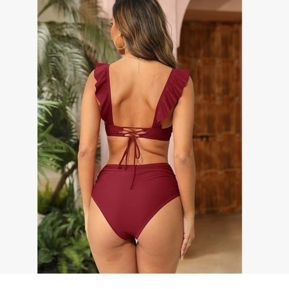 Women Ruffle Bikini Sets Two Piece Push Up High Waist  Bathing Suit Sz XL - Picture 2 of 7